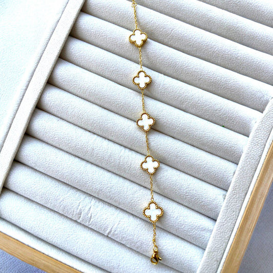 White Four Clover Bracelet