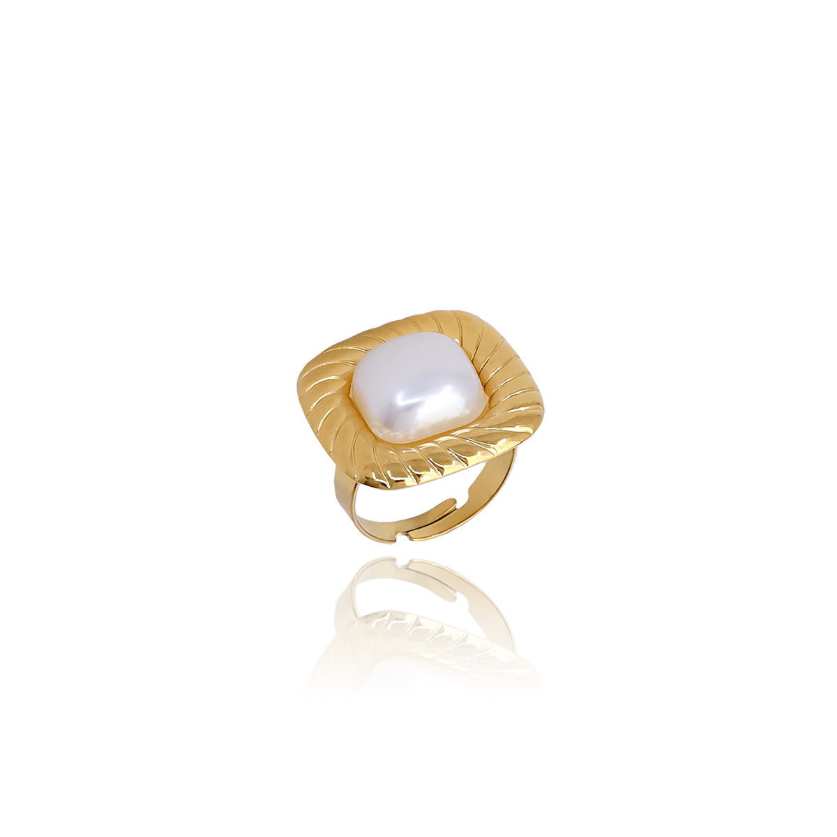 Square Pearl Ring (Adjustable)