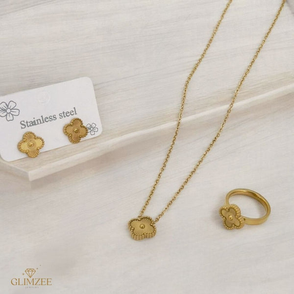 Golden Four Leaf Clover set of 3