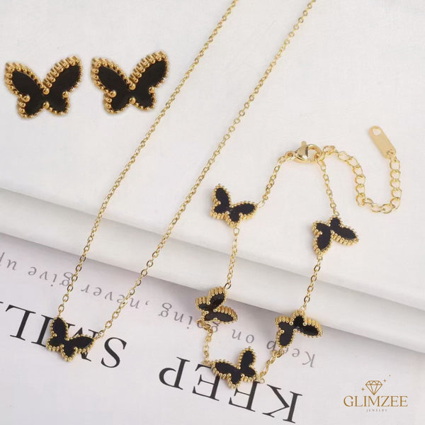 Butterfly Jewelry Set (Black)