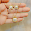 Square Pearl Set (Necklace & Studs)