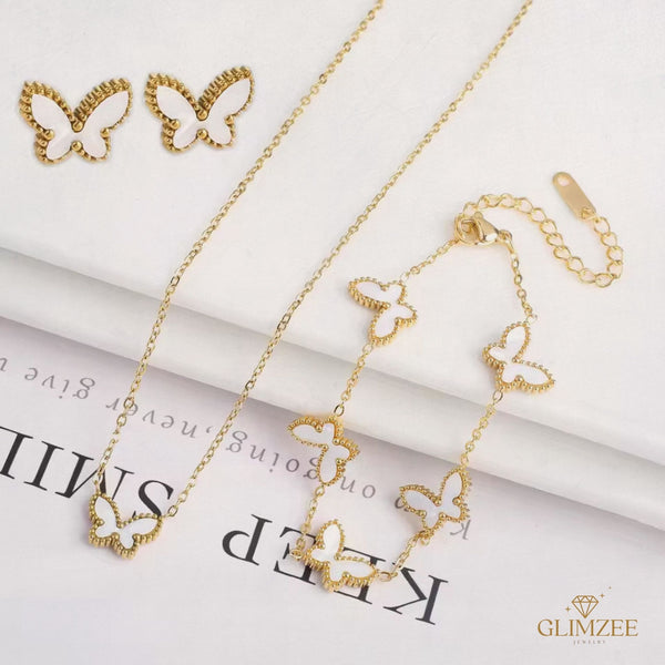 Butterfly Jewelry Set (White)