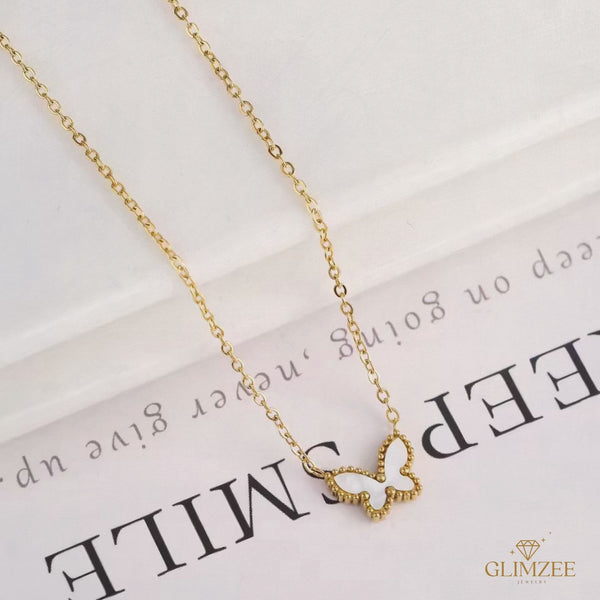 White Butterfly Necklace