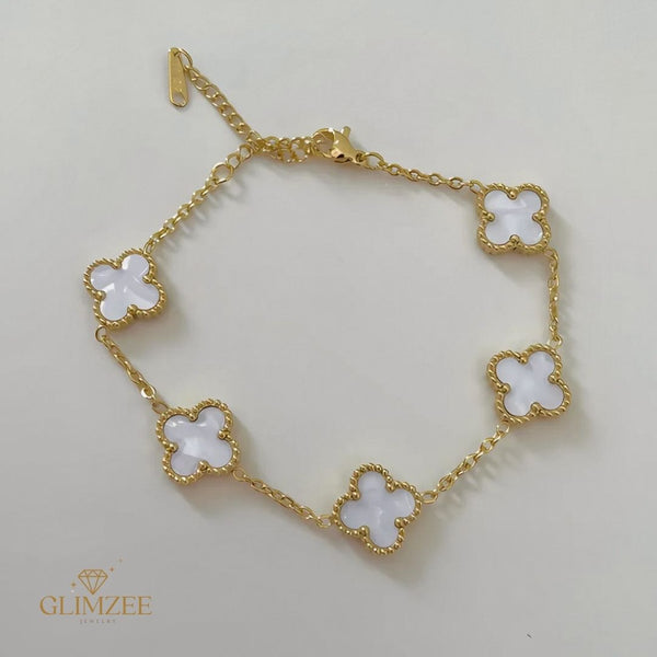 White Four Leaf Clover Bracelet