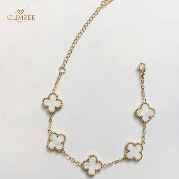 White Four Leaf Clover Bracelet
