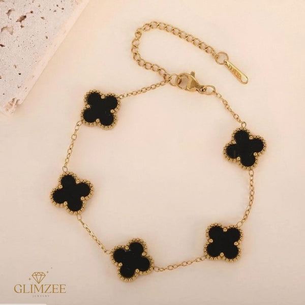 Black Four Clover Bracelet