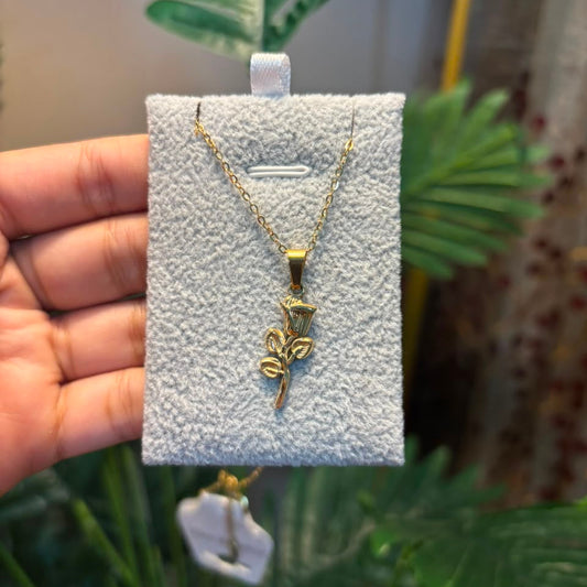 Golden Rose Charm Necklace