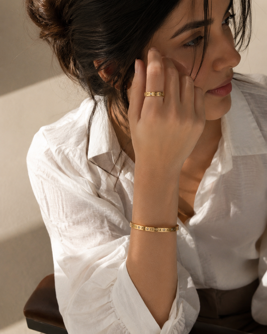 Roman Numeral Handcuff + Ring Set