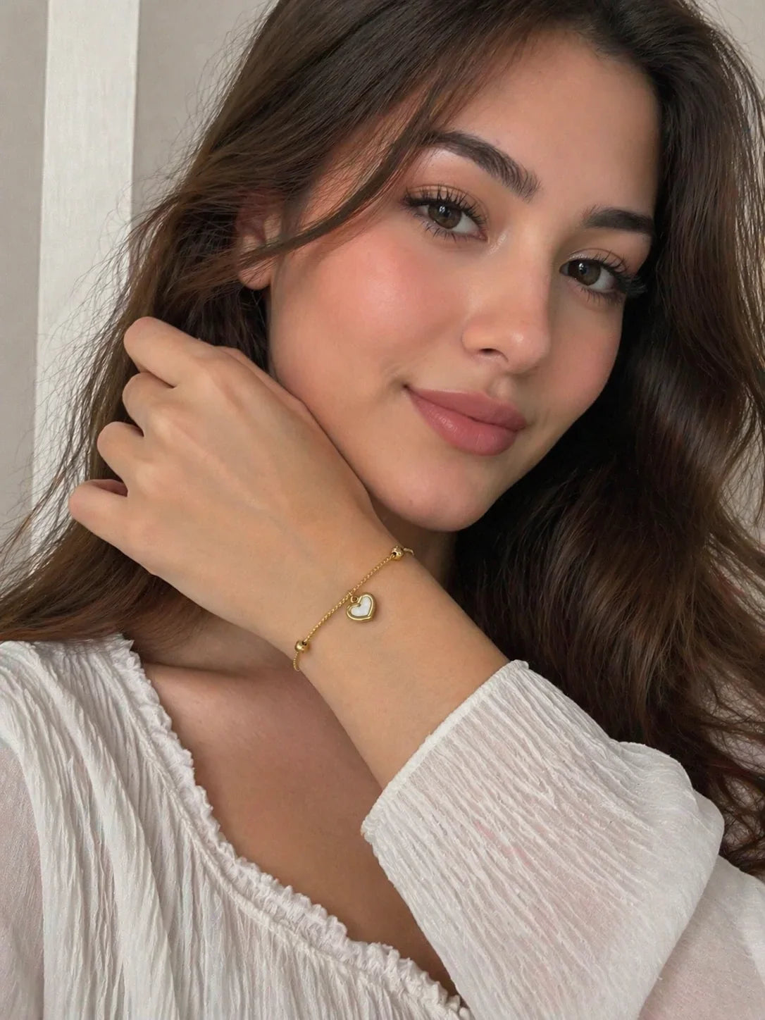 Minimal White Heart Bracelet