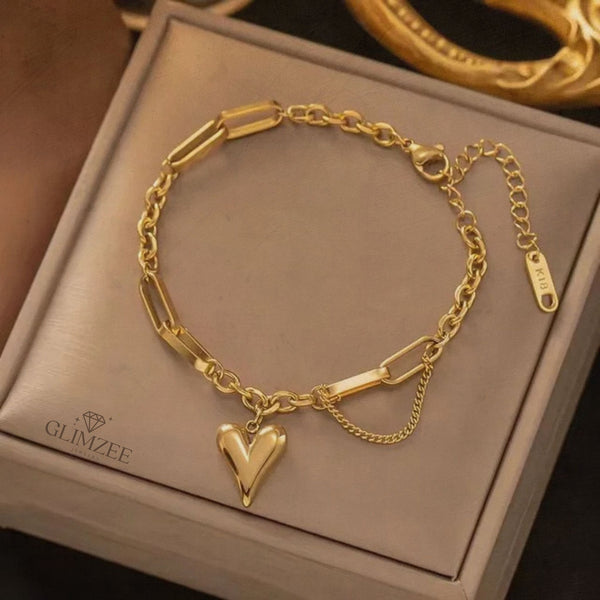 Heart Charm Link Bracelet