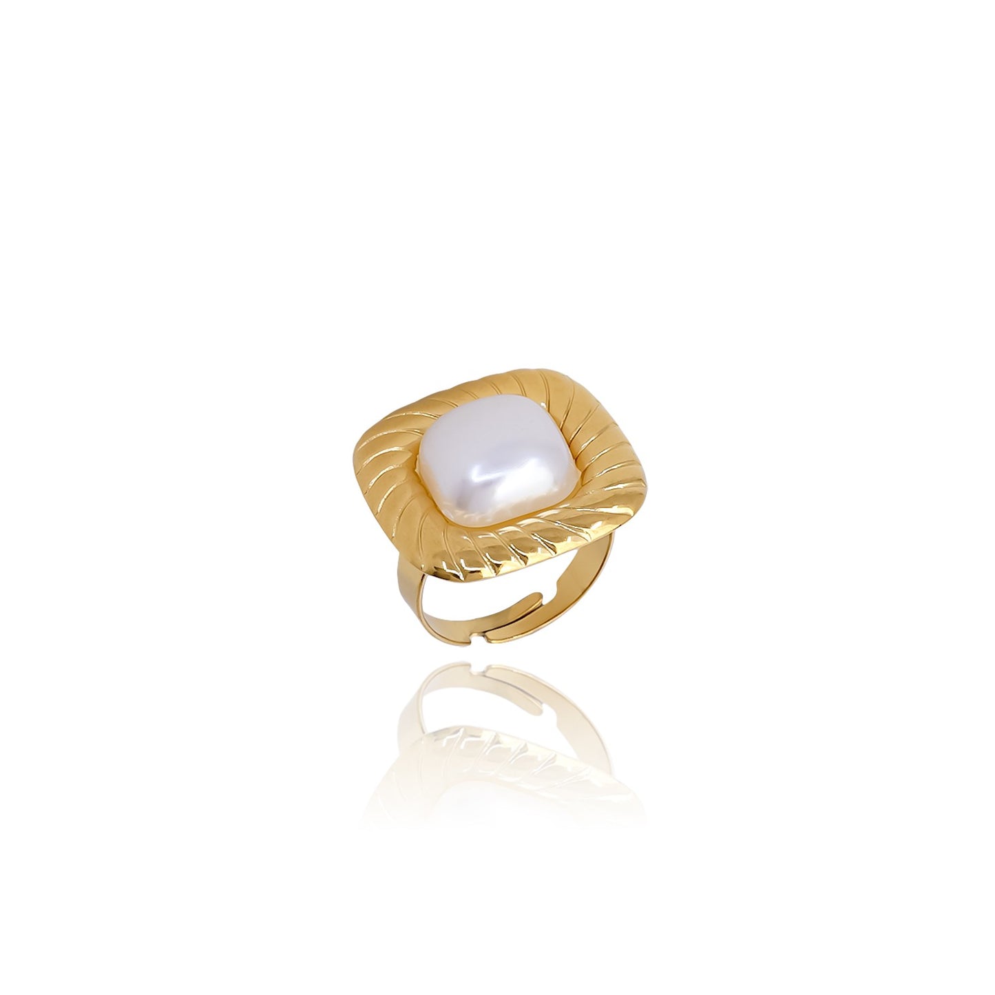 Square Pearl Ring (Adjustable)