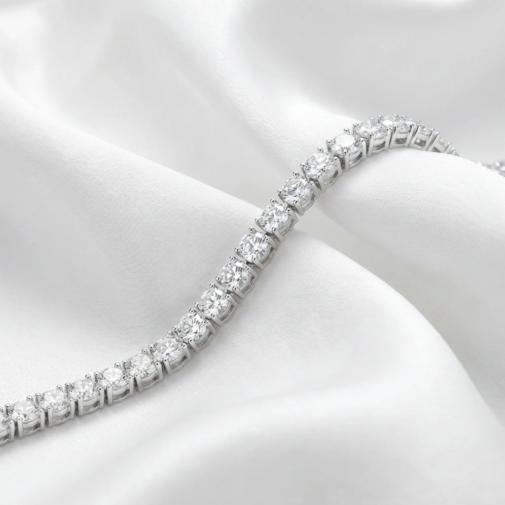 Zirconia Silver Bracelet Stainless Steel