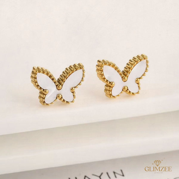 White Butterfly Earrings