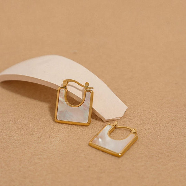 Premium Square Hoop Earrings (white)