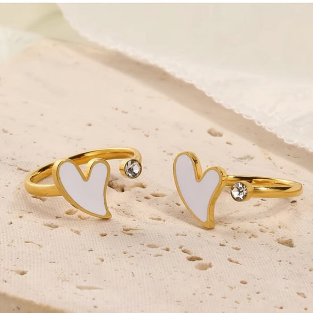 White Heart Trendy Ring
