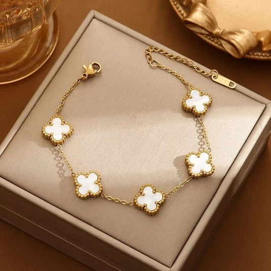 White Four Clover Bracelet